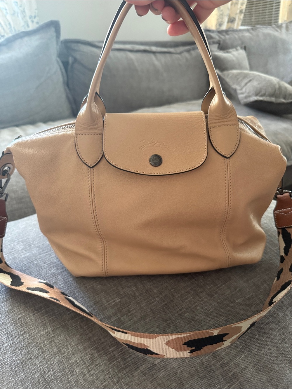 Longchamp Small Tan Leather Shoulder Bag